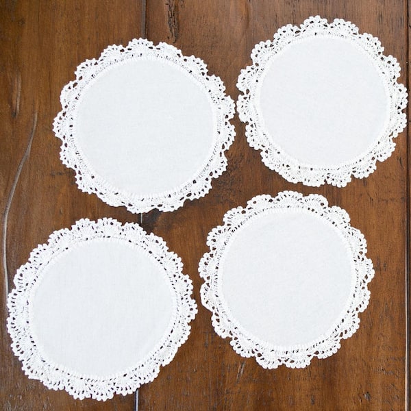 Heritage Lace Crochet Envy Petal Edge 8" Round Doily (Set of 4)