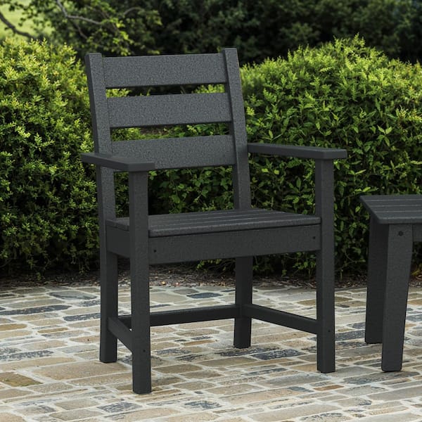 Grant Park Black Outdoor Plastic Dining Arm Chair, (Pack of 2)