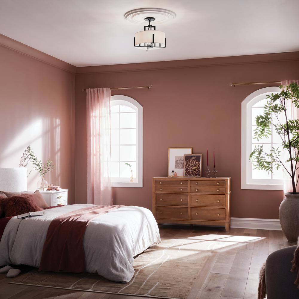 Malen Black Metal Semi-Flush 4-Light with White Fabric Shade
