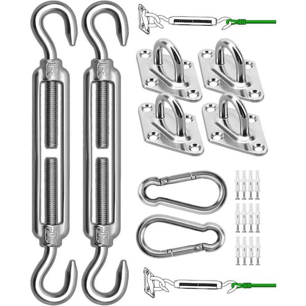 Sun Shade Sail Hardware Kit 304 Stainless Steel Heavy Duty Installation for Garden Rectangle Triangle Shade Sails