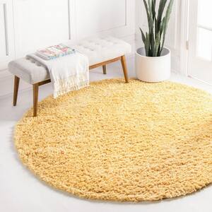 Davos Shag Sunglow Yellow 6 ft. x 6 ft. Round Area Rug
