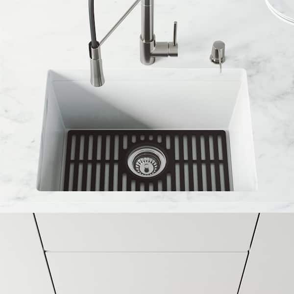19 in. Silicone Kitchen Sink Protective Bottom Grid For Single Basin Sink in Matte Black