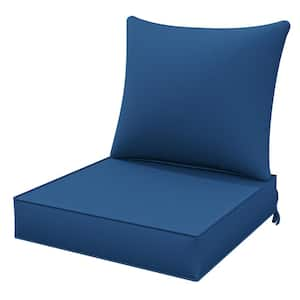 24 in. x 24 in. x 5 in. Square Outdoor Deep Seating Cushion Set Seat and Back Cushion for Lounge Chair Blue