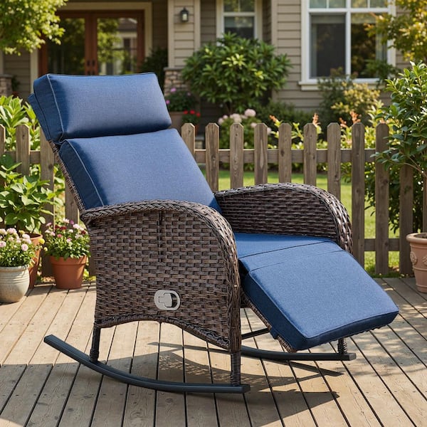 Opohoro Luna 1-Piece Brown Wicker Outdoor Adjustable Rocker