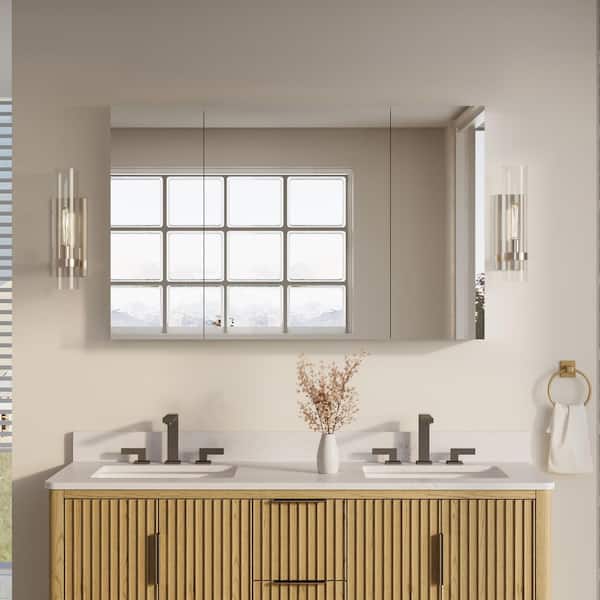 48 in. W x 30 in. H Rectangular Recess/Surface Mount Medicine Cabinet with Mirror, 3 Soft Close Door