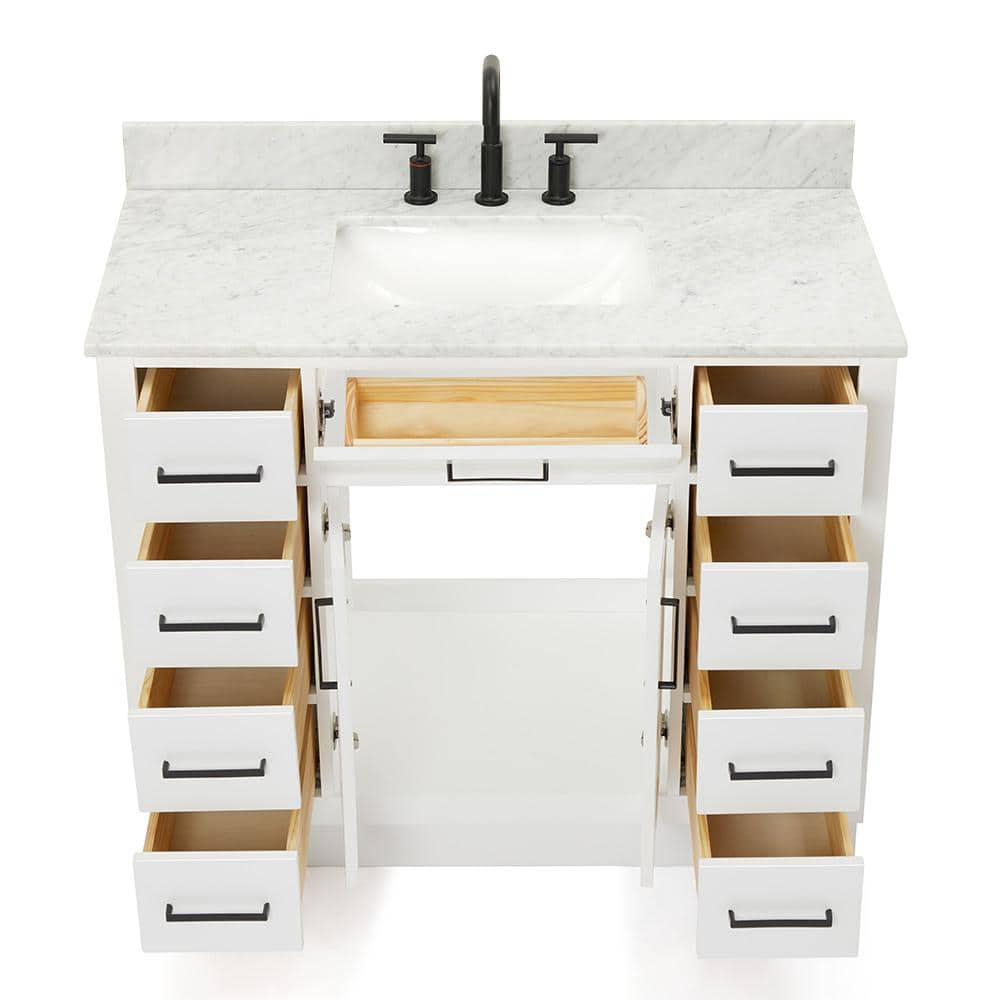 Hepburn 43" White Marble Top Single Basin Vanity
