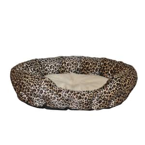 Self Warming Nuzzle Nest Small Brown Leopard Print Cat Bed