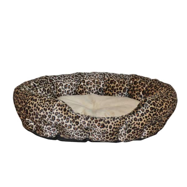 K&H Pet Products Self Warming Nuzzle Nest Small Brown Leopard Print Cat Bed