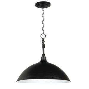 Timarron 100-Watt 1-Light Aged Bronze Brushed Finish Pendant Light with Steel Shade, No Bulbs Included
