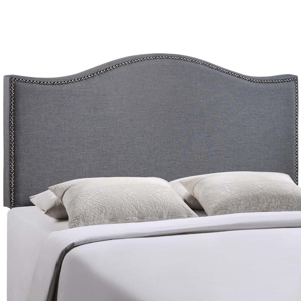 MODWAY Curl Smoke Queen Nailhead Upholstered Headboard MOD-5206-SMK ...