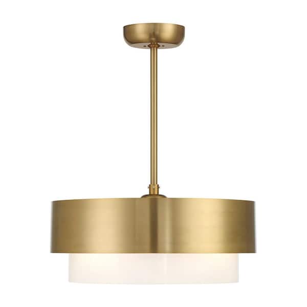 Savoy House Diana 24 in. W Indoor Warm Brass Ceiling Fan D'Lier with White Acrylic Glass, LED Bulbs and Remote Control Included