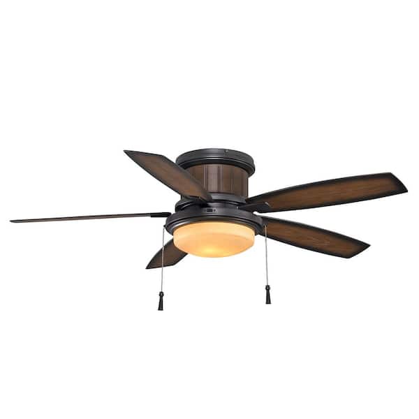 LED Indoor/Outdoor Natural Iron Ceiling Fan with Light Kit Hampton Bay 48 in 