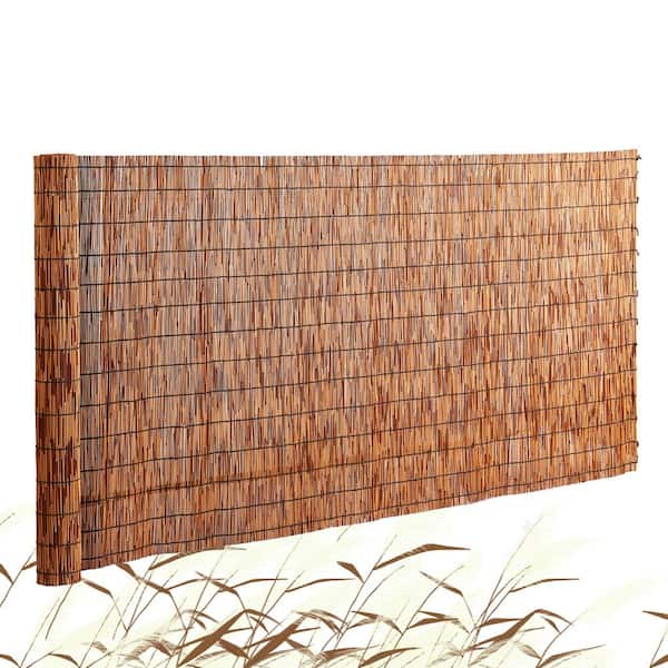 VEVOR Natural Reed Fencing 5.5 ft. x 16.4 ft. Reed Screen Curtain Balcony Reed Fence Roll Backyard Patio Brown Power Source
