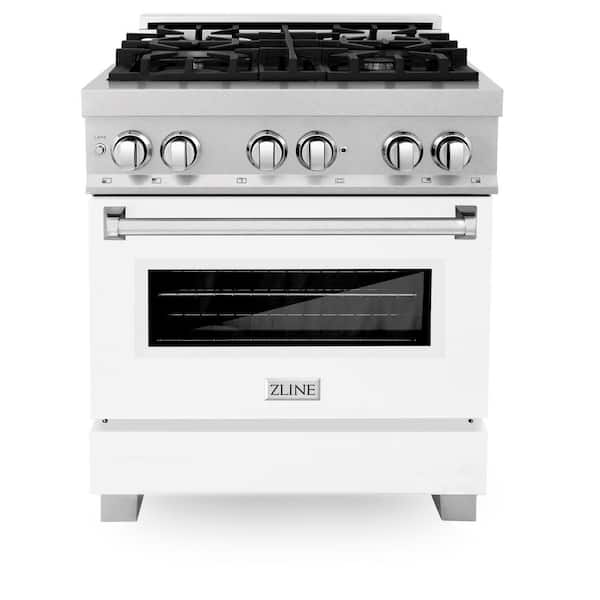 30 in. 4 Burner Dual Fuel Range with White Matte Door in Fingerprint Resistant Stainless Steel