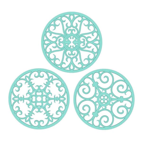 Silicone Turquoise Trivet Heat Resistant Non Slip Hot Pad for Kitchen Tabletop Pot Holder Teapot Coaster