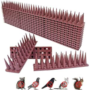 17 in. Brown Plastic Bird Spikes, Anti-Bird, Cat Defender Repellent, Outdoor Fence Spikes for Small Animals (12-Pack)