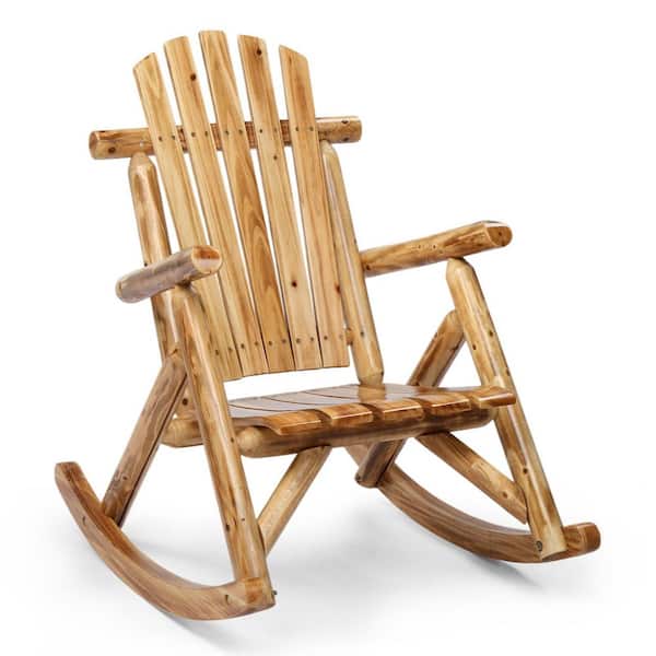 Light Brown Solid Wood Outdoor Rocking Chair