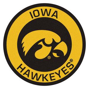 NCAA University of Iowa Gold 2 ft. x 2 ft. Round Area Rug