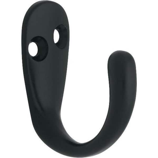 Liberty (6-Pack) 1-13/16 in. Zinc 35 lb. Load Capacity Matte Black Single Wall Hooks