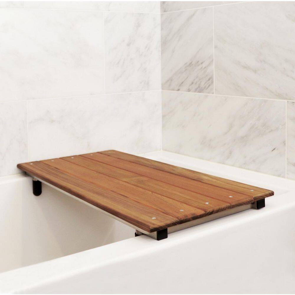 Adjustable Teak Wood Spa Tub Seat with Stainless Steel Frame