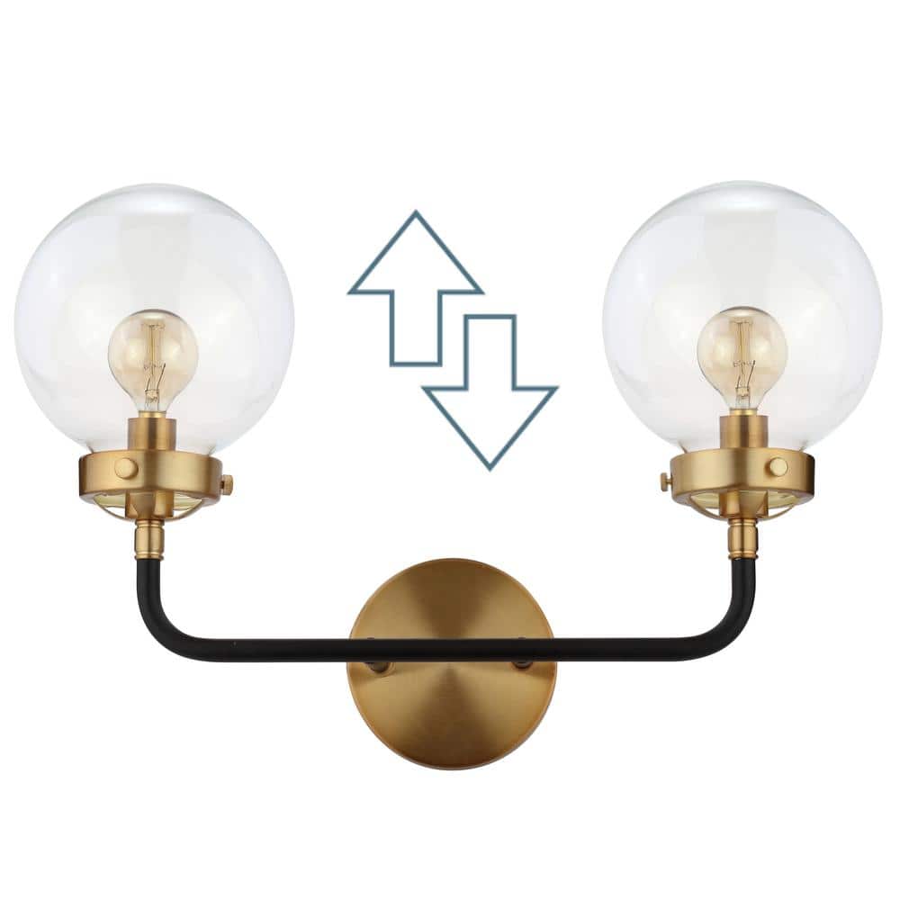 Caleb Transitional 18" Black and Brass LED Wall Sconce