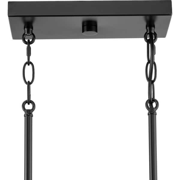 Progress Lighting Huntscroft Collection 34 in. 5-Light Matte Black Island Linear Chandelier for Bar, Kitchen and Dining Room