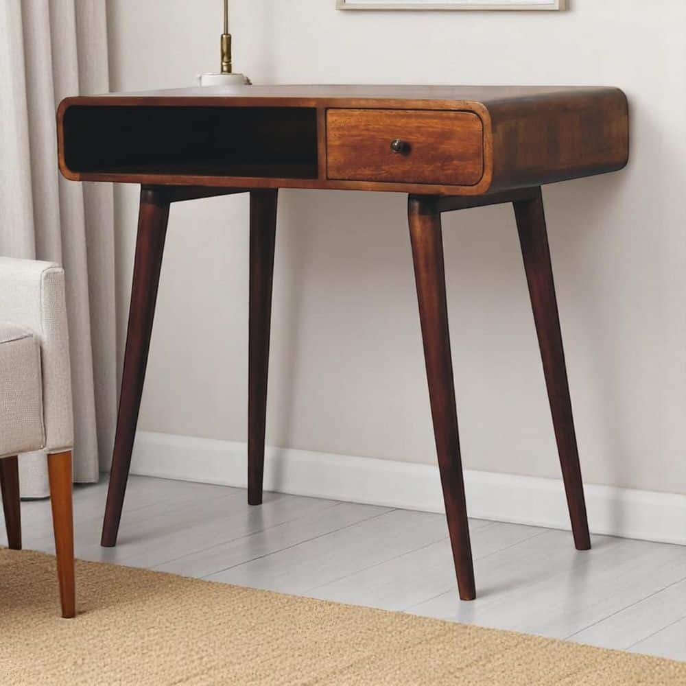 Dixon 35.4 in. Rectangle Chestnut Solid Wood Writing Desk For Home Office with Storage Drawer price history on PriceWatchPro