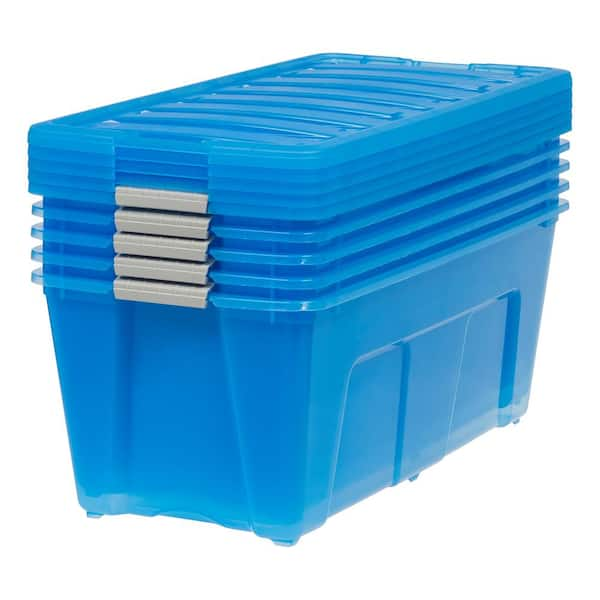 IRIS USA 6 Qt. (1.5 gal.) Stackable Plastic Storage Drawer, Ash Blue, Set  of 2 