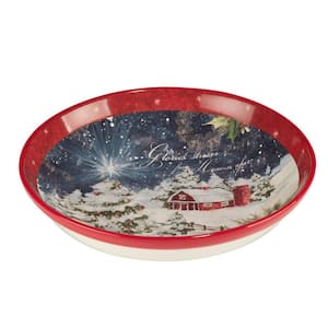 Silent Night 13 in. 128 fl.oz. Multi-Colored Earthenware Serving Bowl