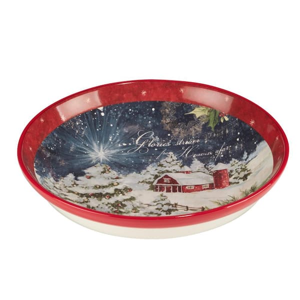 Certified International Silent Night 13 in. 128 fl.oz. Multi-Colored Earthenware Serving Bowl