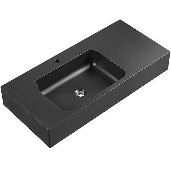 SERENE VALLEY 47 in. Dual Mount Granite Composite Bathroom Sink with Single Faucet Hole in Matte Black