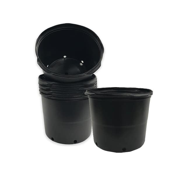 7 Gallon 14 in. x 14 in. x 11 in., (6.08 US Gal./23.01 L/ 24 qts) Black, Indoor/Outdoor Plastic Nursery Pots (6-Pack)