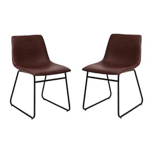 Dark Brown Faux Leather/Black Frame Leather/Faux Leather Dining Chair (2-Pack)