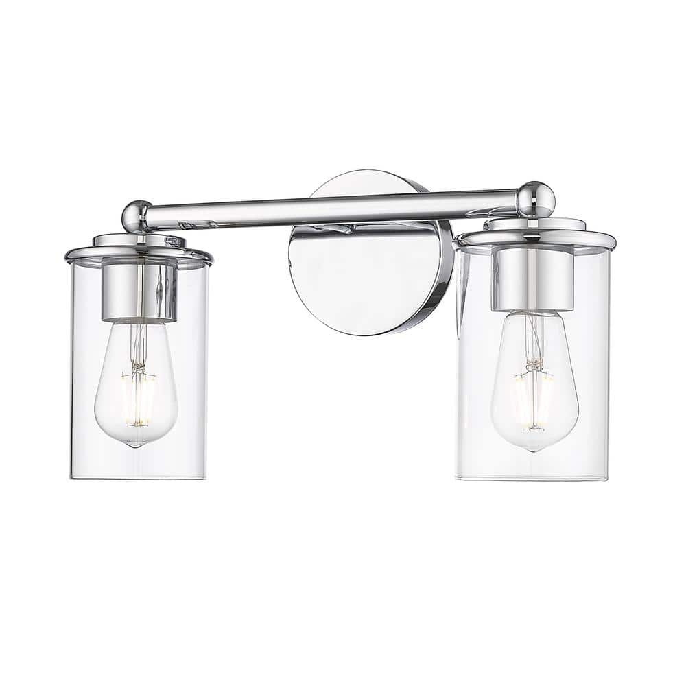 Thayer 16 in. 2-Light Chrome Vanity Light with Clear Glass Shade with ...