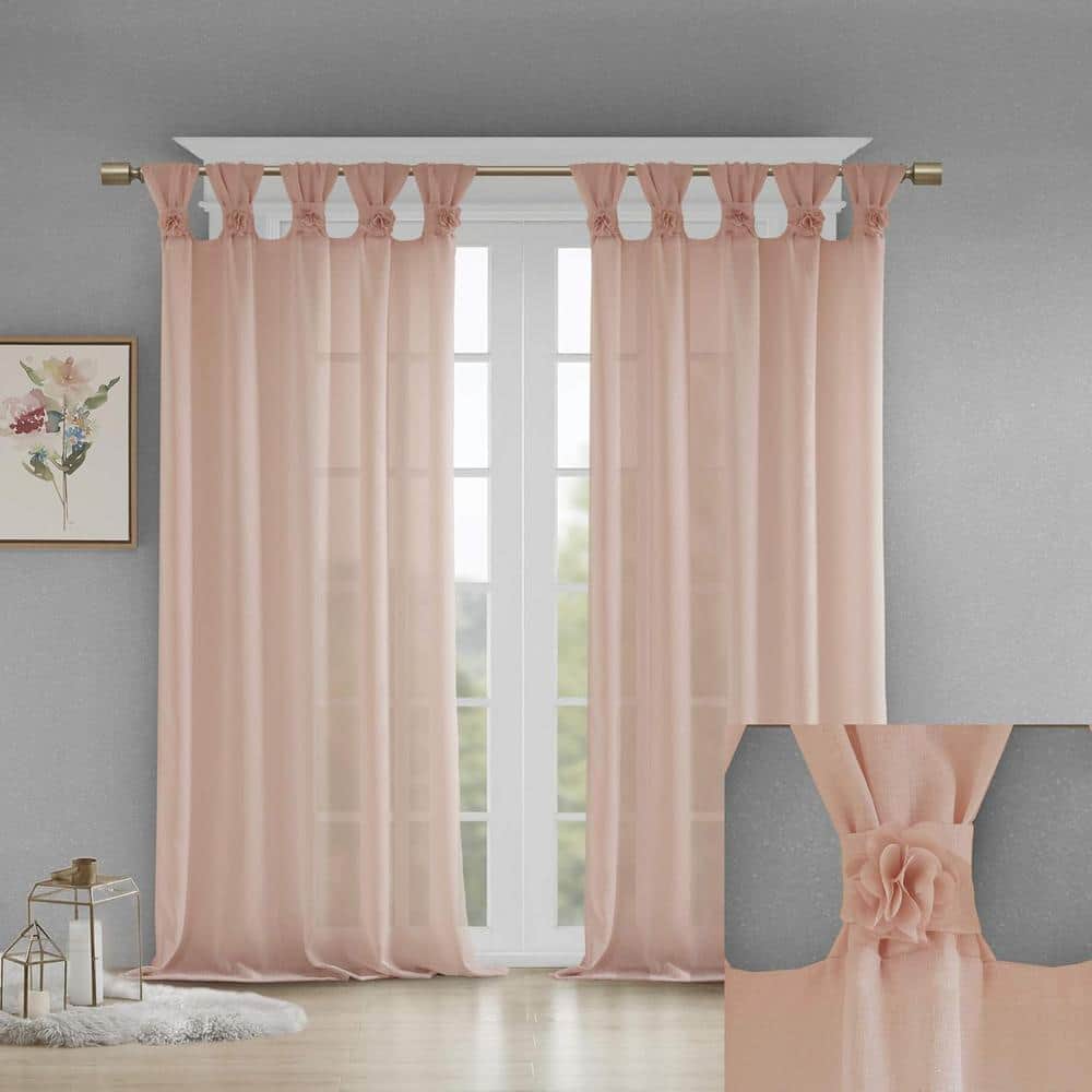 Blush Tab Top Sheer Linen-Blend Window Panel 50" x 84"