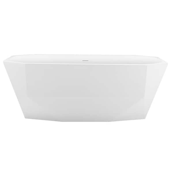 Mokleba Freestanding Modern 67 in. x 31 in. Acrylic Flatbottom Soaking Non-Whirlpool Bathtub in White