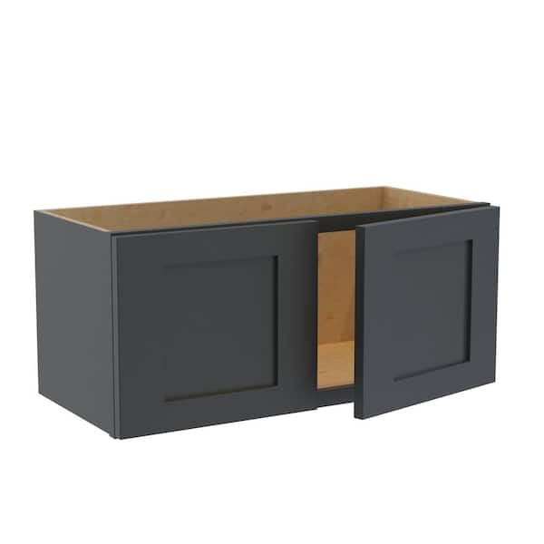 Home Decorators Collection Newport 27 in. W x 12 in. D x 12 in. H Assembled Plywood Wall Bridge Kitchen Cabinet in Deep Onyx with Soft Close