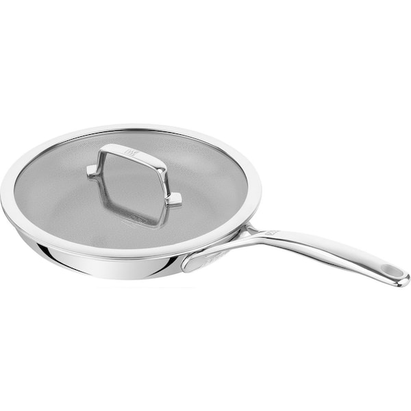 Peak 10 in Stainless Steel Ceramic Nonstick Dual Performance Frying Pan with Lid