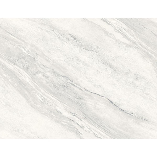 CASA MIA Carrara Marble Soft Gray/Silver Vinyl Non-Pasted Strippable Wallpaper Roll (Cover 60.75 sq. ft.)