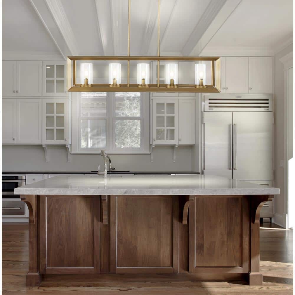 Anna 38.5" Gold Brass Glass LED Pendant Light