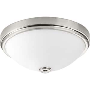 13 in. Linen Collection 21 -Watt Brushed Nickel Integrated LED Flush Mount