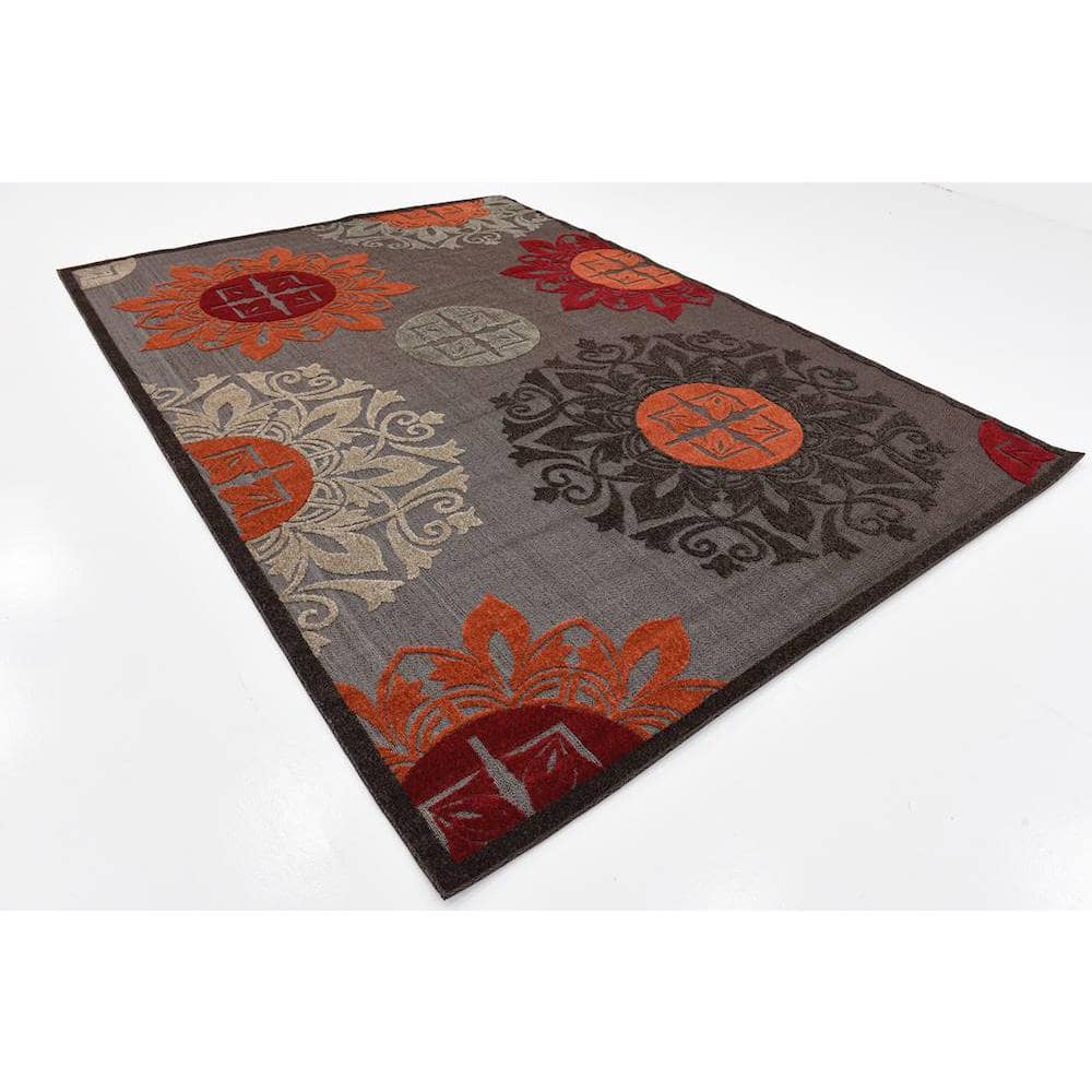 Modern Medley Outdoor Rug 7' x 10' - Brown, Gray Geometric Design