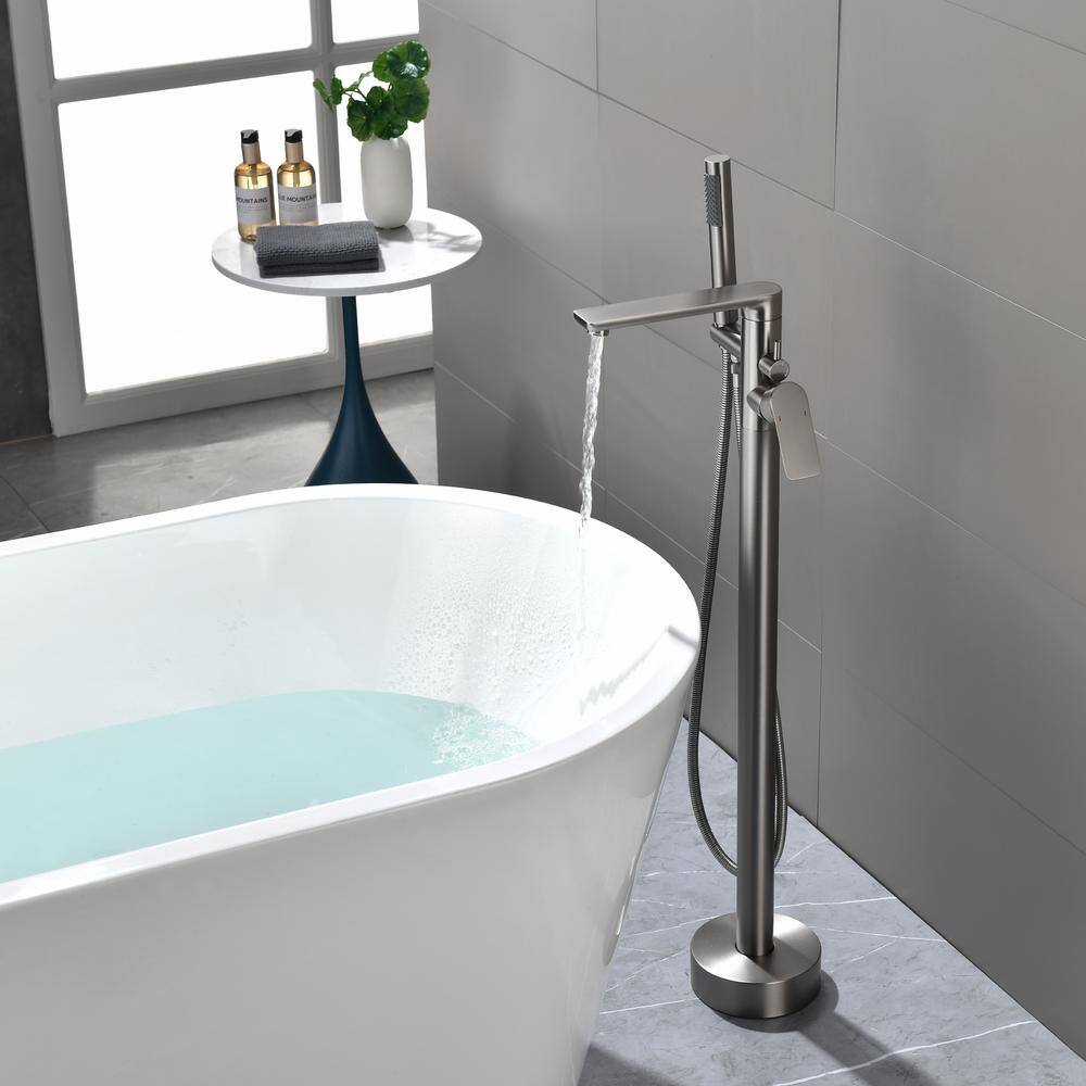 Brushed Nickel Single-Handle Floor Mount Tub Faucet