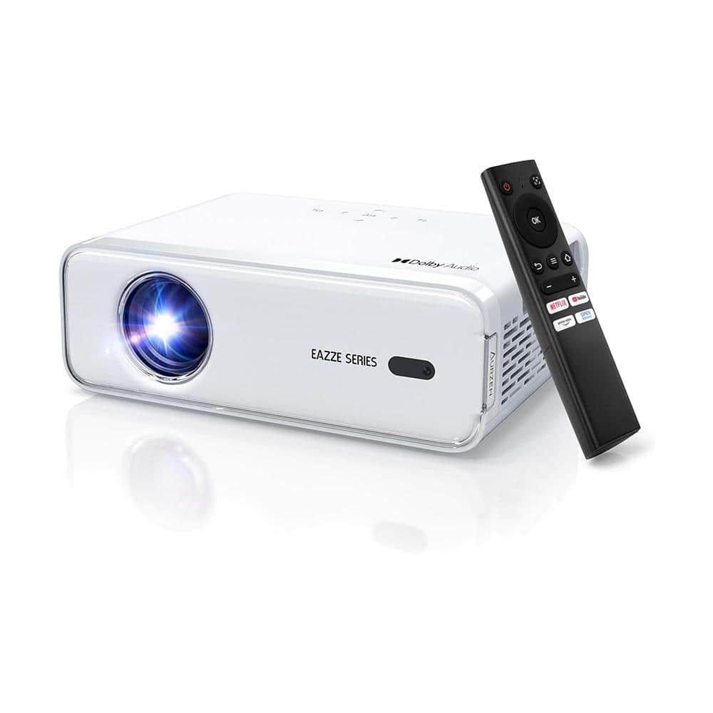 1920 x 1080 HD Auto Keystone Mini Portable Projector with 200 ANSI Lumens, WiFi And Bluetooth, Built-in Speaker, White -  Lukyamzn, SA17-227B137