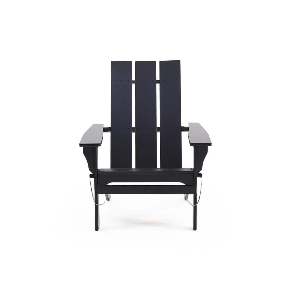Sleek Black Acacia Wood Folding Adirondack Chair