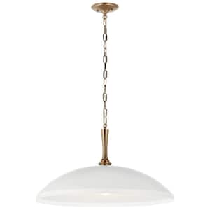 Delarosa 24.25 in. 1-Light White Traditional Shaded Oversized Hanging Pendant Light with Metal Shade