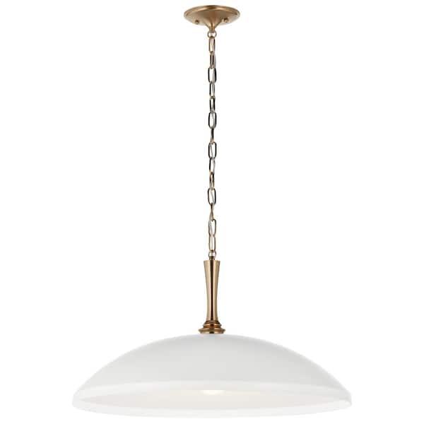 KICHLER Delarosa 24.25 in. 1-Light White Traditional Shaded Oversized Hanging Pendant Light with Metal Shade