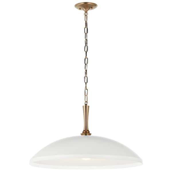 Delarosa 24.25 in. 1-Light White Traditional Shaded Oversized Hanging Pendant Light with Metal Shade