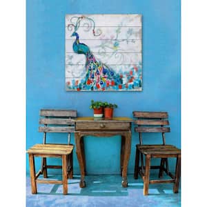 24 in. H x 24 in. W "Confetti Peacock II" by Marmont Hill Printed White Wood Wall Art