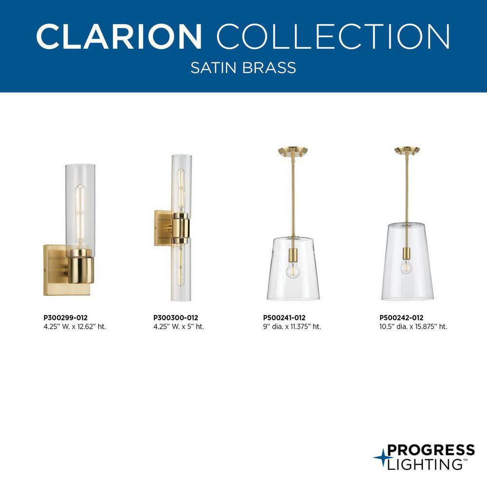 Clarion Satin Brass and Glass Pendant Light